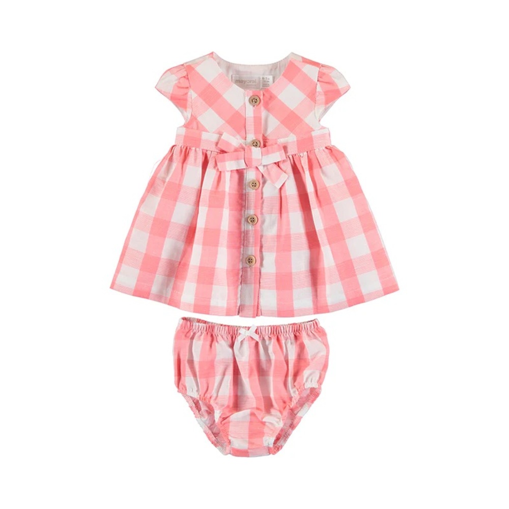 NWT Mayoral 1871 Pink and White Checkered Dress w/ Bloomers. 18 Month
